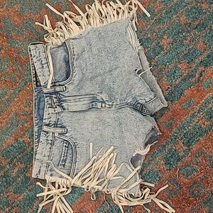 Nwot blank nyc fringe denim shorts light blue